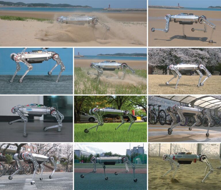 Un robot-chien polyvalent qui traverse une plage de sable à 3 mètres par seconde
