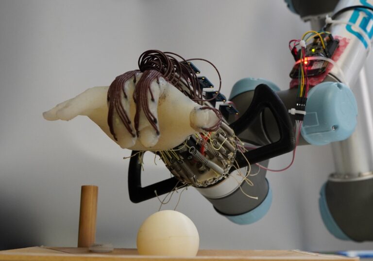 La main du robot économe en énergie apprend à ne pas laisser tomber la balle
