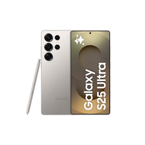 Téléphone mobile Samsung Galaxy S25 Ultra 512 Go avec AI, Galaxy AI, 12 Go de RAM, Camera 200MP, double sim, IP68, Garantie du fabricant 3 ans + 1 année supplémentaire, titane gris (version espagnole)