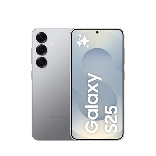 Téléphone mobile Samsung Galaxy S25 256 Go avec AI, Galaxy AI, 12 Go de RAM, appareil photo 50MP, double sim, IP68, garantie du fabricant 3 ans + 1 année supplémentaire, couleur grise (version espagnole)