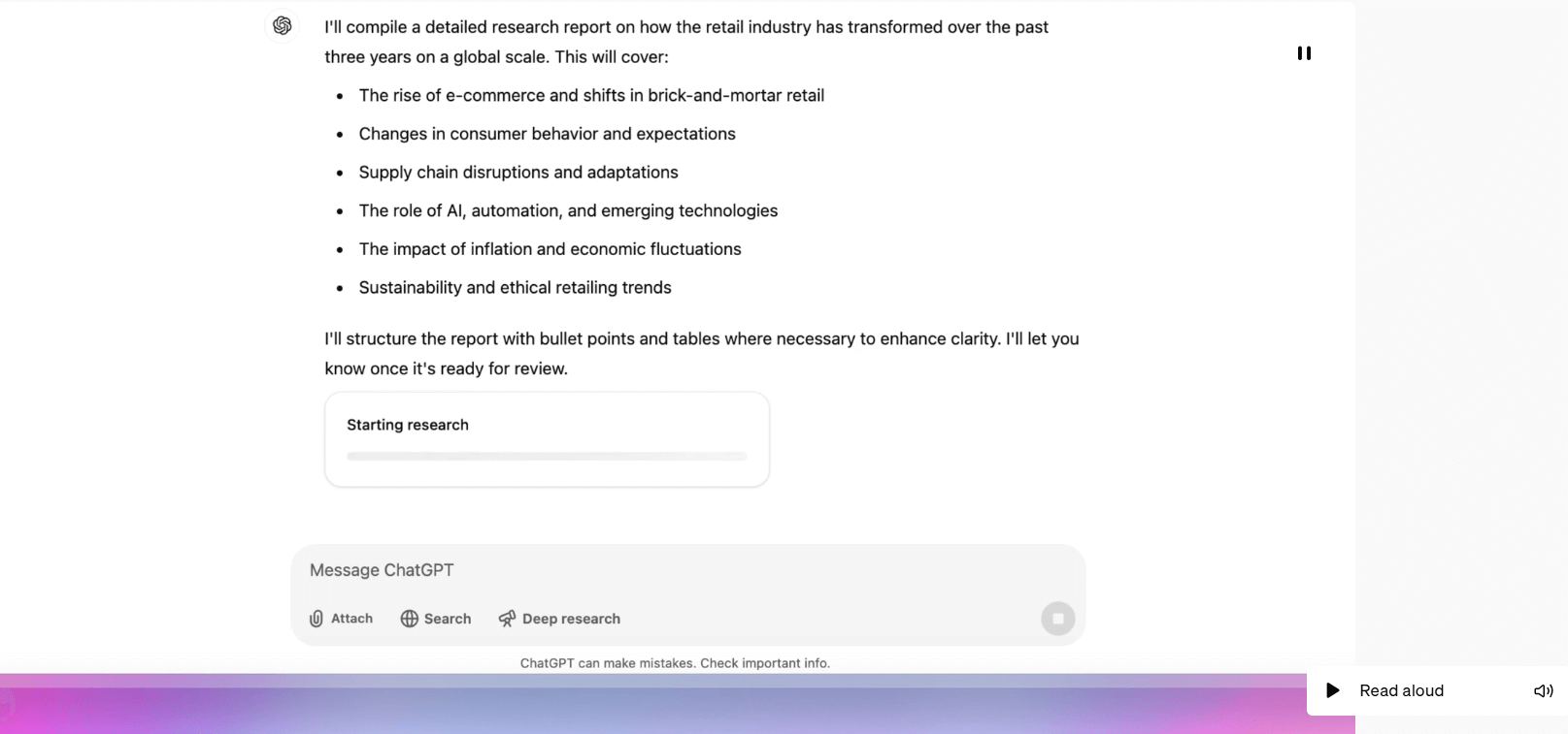 Ricerca profonda ChatGPT