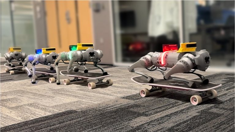 Robots à pattes Skateboard avec succès avec le cadre d'apprentissage du renforcement
