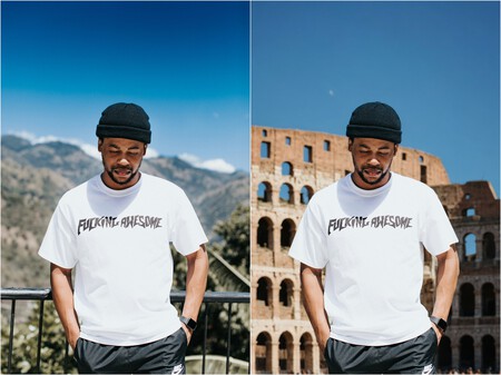 À gauche l'image d'origine, à droite le généré avec le bas du Colisée romain | Image: xataka