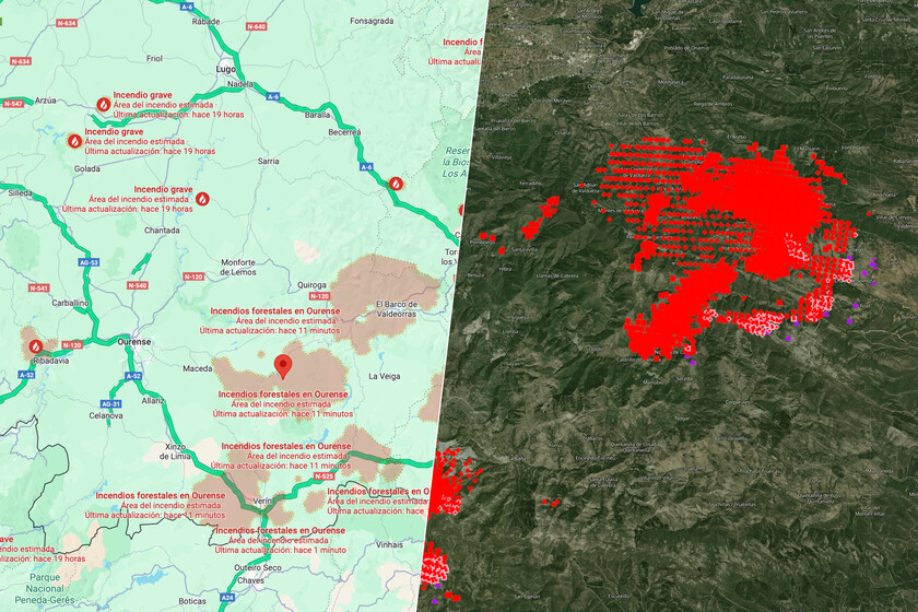 Les incendies dévastent déjà 344 000 hectares en Espagne. Ceci est vu à partir de satellites et de cartes que vous pouvez vous consulter