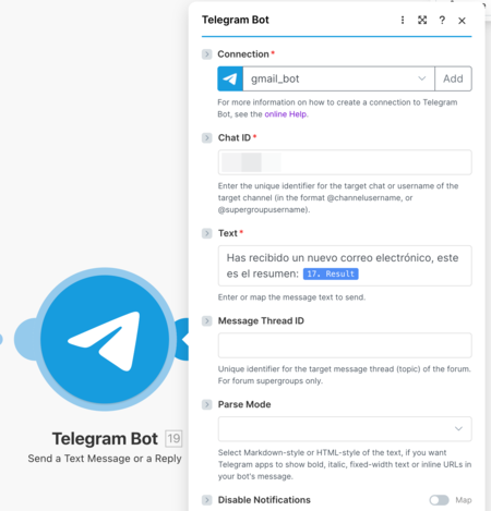 Configurer le télégramme