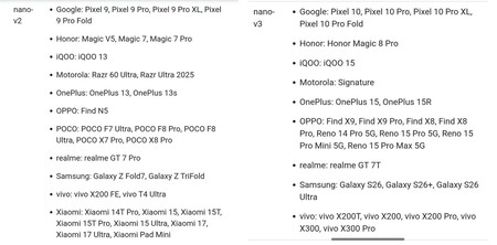 Appareils compatibles avec Gemini Nano v2 et Gemini Nano v3