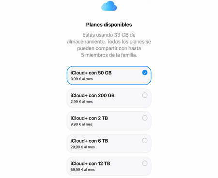 Gammes de prix iCloud+ actuelles en Espagne