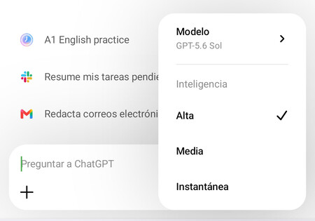 Sélecteur de modèle dans ChatGPT Plus pour mobile