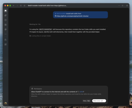 Outil Openai pour vérifier Php Codex4